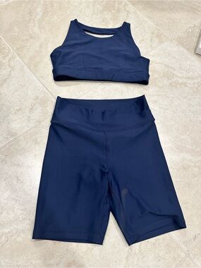 SMITH Navy Performance Crop Top & Biker Shorts Set
